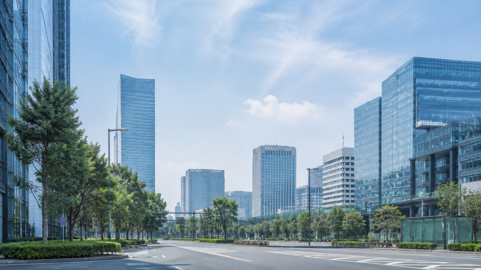 静かなオフィス街の風景